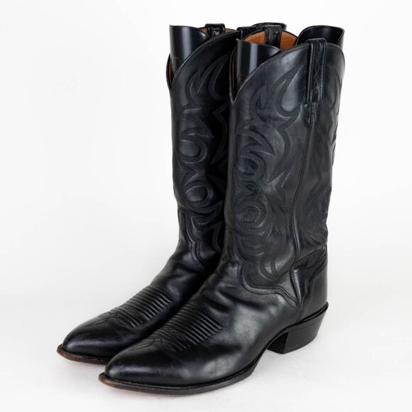 El Dorado Handmade Boot Men's Black Leather Western Cowboy Boots Size 10.5 - Picture 2 of 16